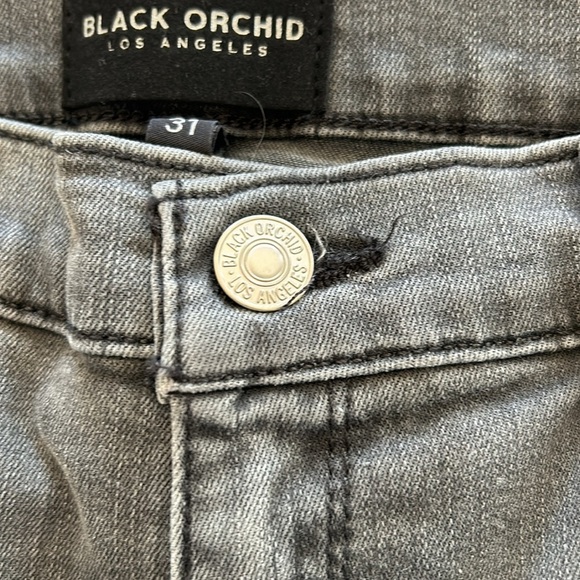 Black Orchid Los Angelos Black Jean with Silver Side Strips Sz 31 - Picture 8 of 14